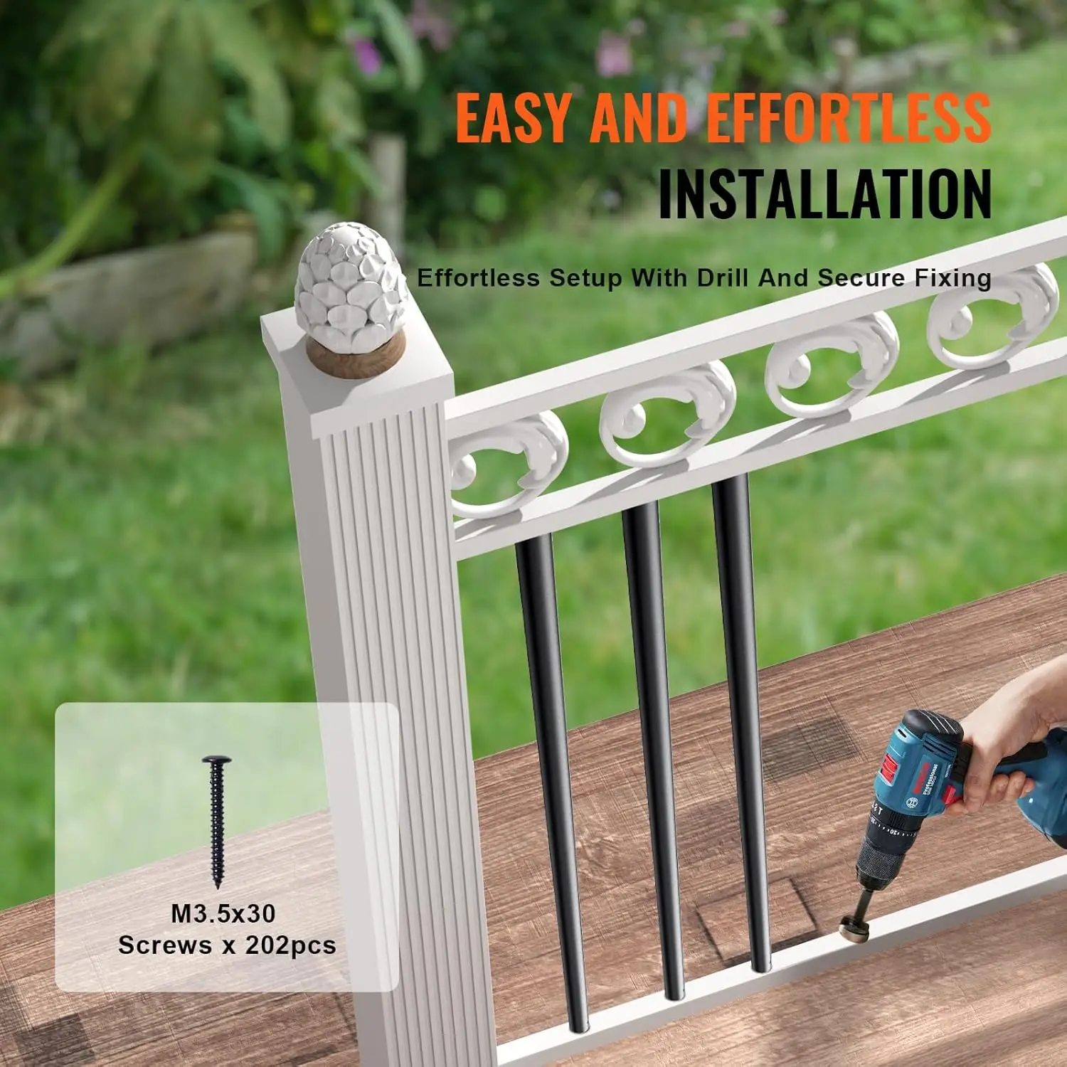 Staircase Metal Balusters, 3/4'' Round x 32'' Long Aluminum Decorative Banister Spindles, 101 Pack Deck Baluster with Screws