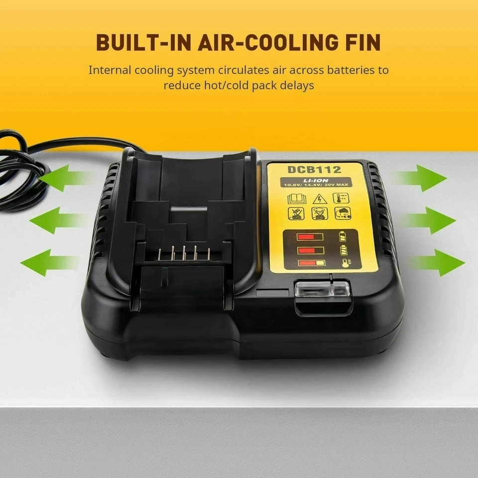 DCB112 Li-Ion Battery Charger For Dewalt 10.8V 12V 14.4V 18V 20V DCB200 DCB101 DCB115 DCB107 DCB105 DCB140 DCB118 DCB102 DCB104