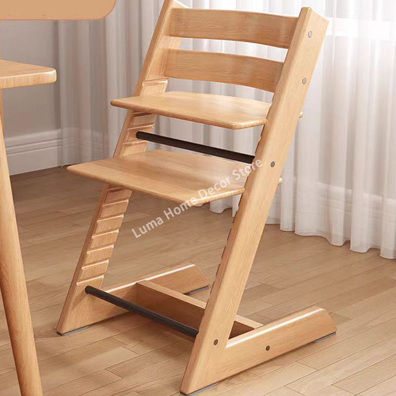 Luma Silla de comedor para bebés pequeños, para alimentación de niños, trona de madera ajustable con asiento, respaldo