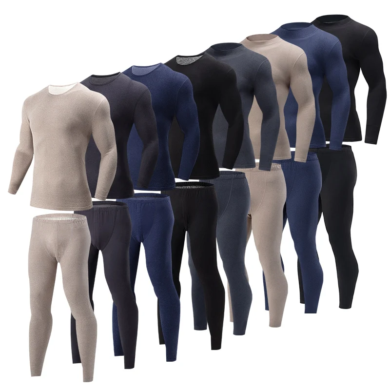 2/4 pçs masculino cor sólida simples outono e inverno roupa interior térmica confortável e casual bottoming roupa interior adolescentes pijama