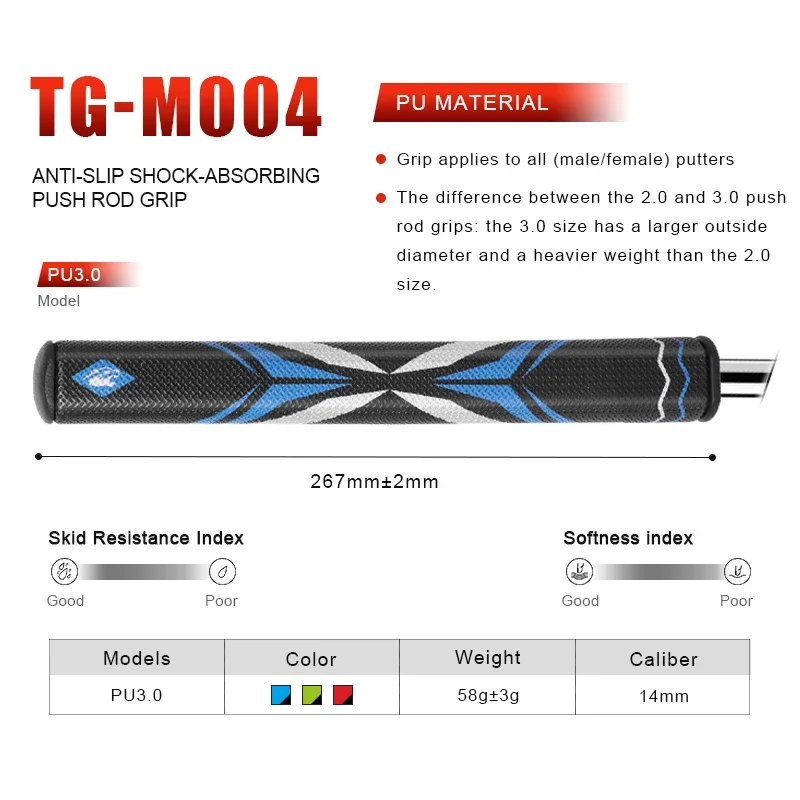 High Quality Textured Pistol 3.0 Putter Golf Grip Anti-Slip, Lightweight, Extreme, Comfortable, Non-Slip, Unique Design