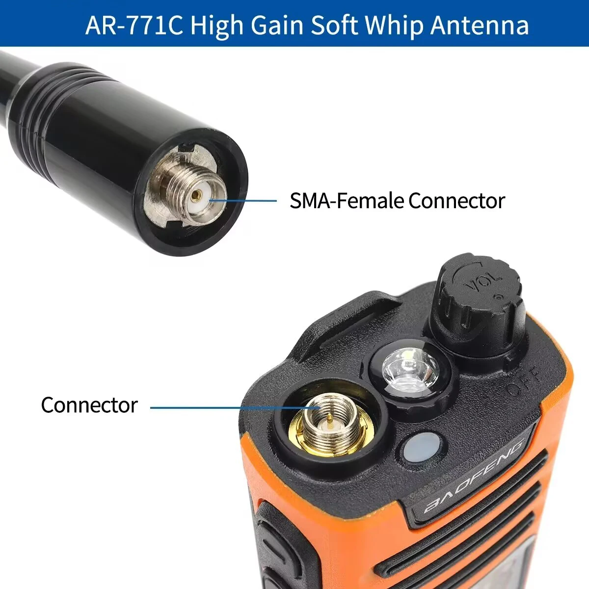 ABBREE トランシーバーアンテナ SMA メスオス VHF UHF バンドトライバンド GMRS BaoFeng UV-5R BF-888S Quansheng UV-K5 K6 アマチュア無線用