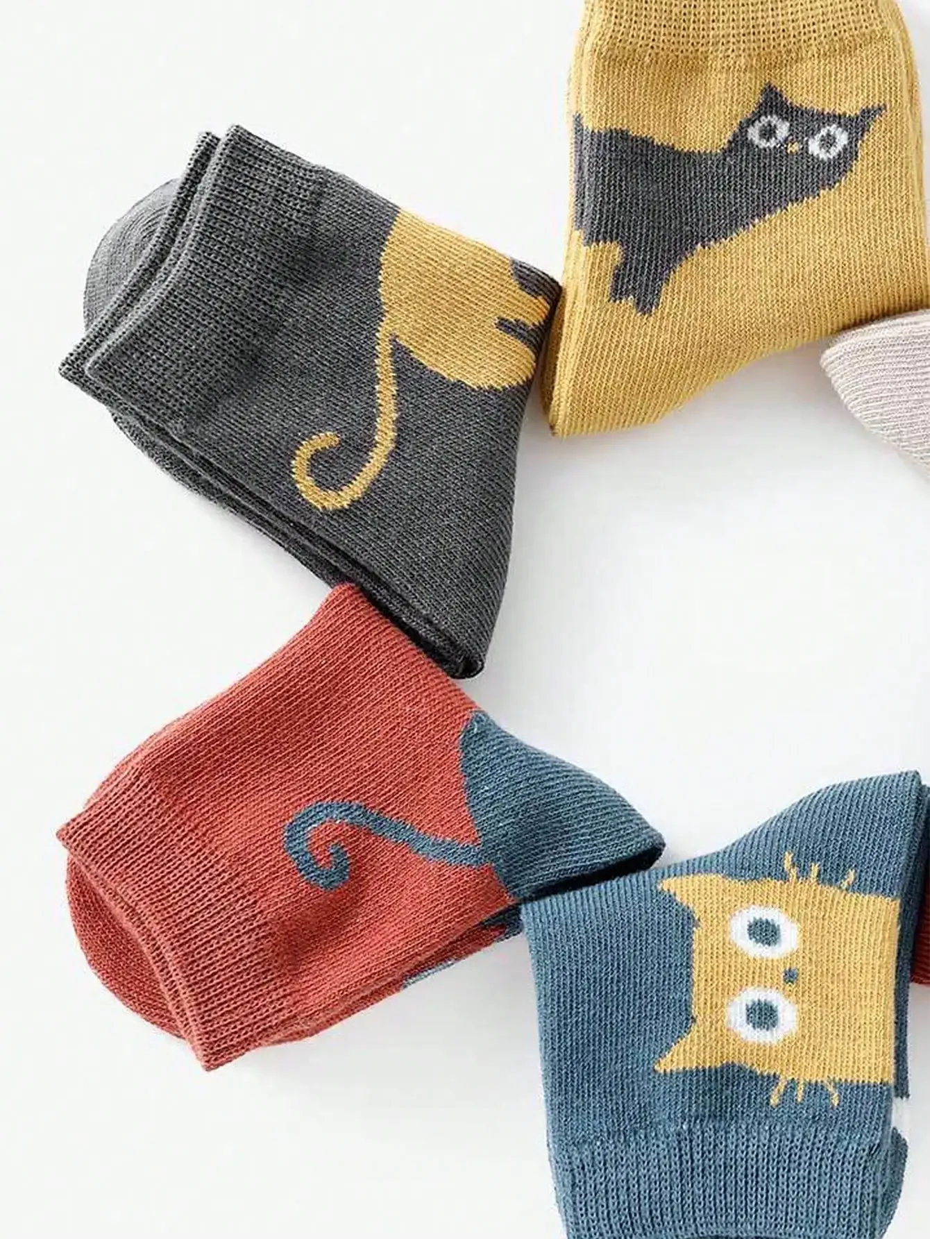 5 paia di calzini per bambini quattro stagioni Primavera e autunno Cartoon Kitten Calzini invernali a tubo centrale Calzini per ragazzi e ragazze Calzini per bambini