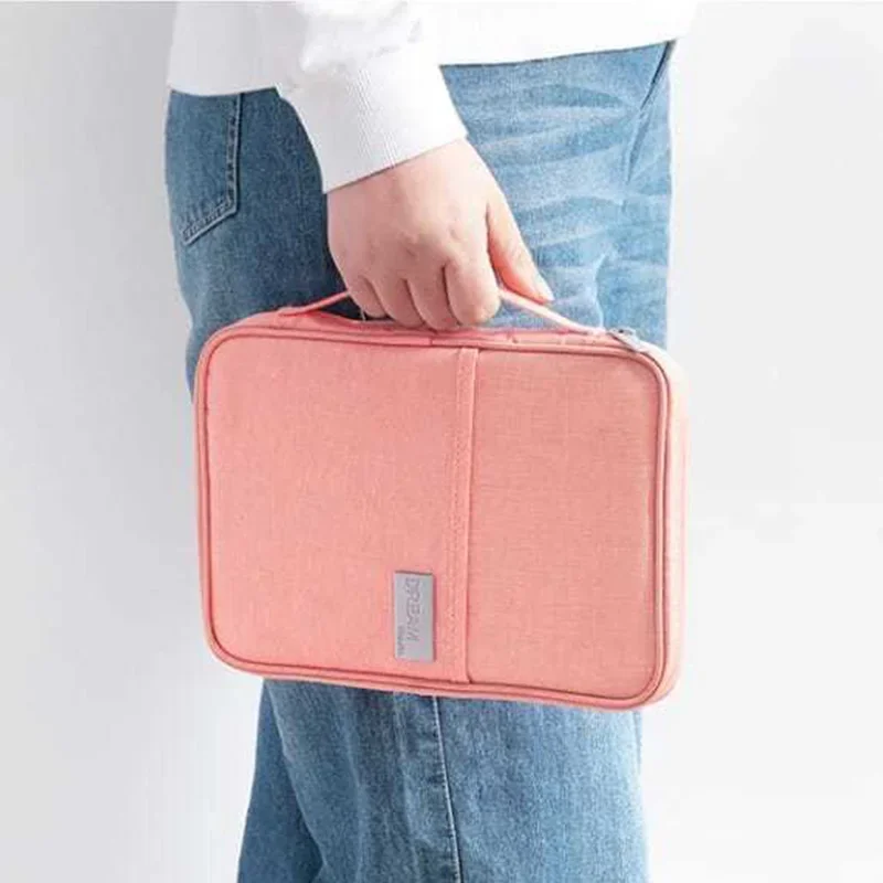 ผู้หญิง Multi-Function กันน้ําผู้ถือหนังสือเดินทางท่องเที่ยวกรณีสีชมพูกระเป๋าเอกสารครอบครัว Organizer อุปกรณ์เสริมกระเป๋า