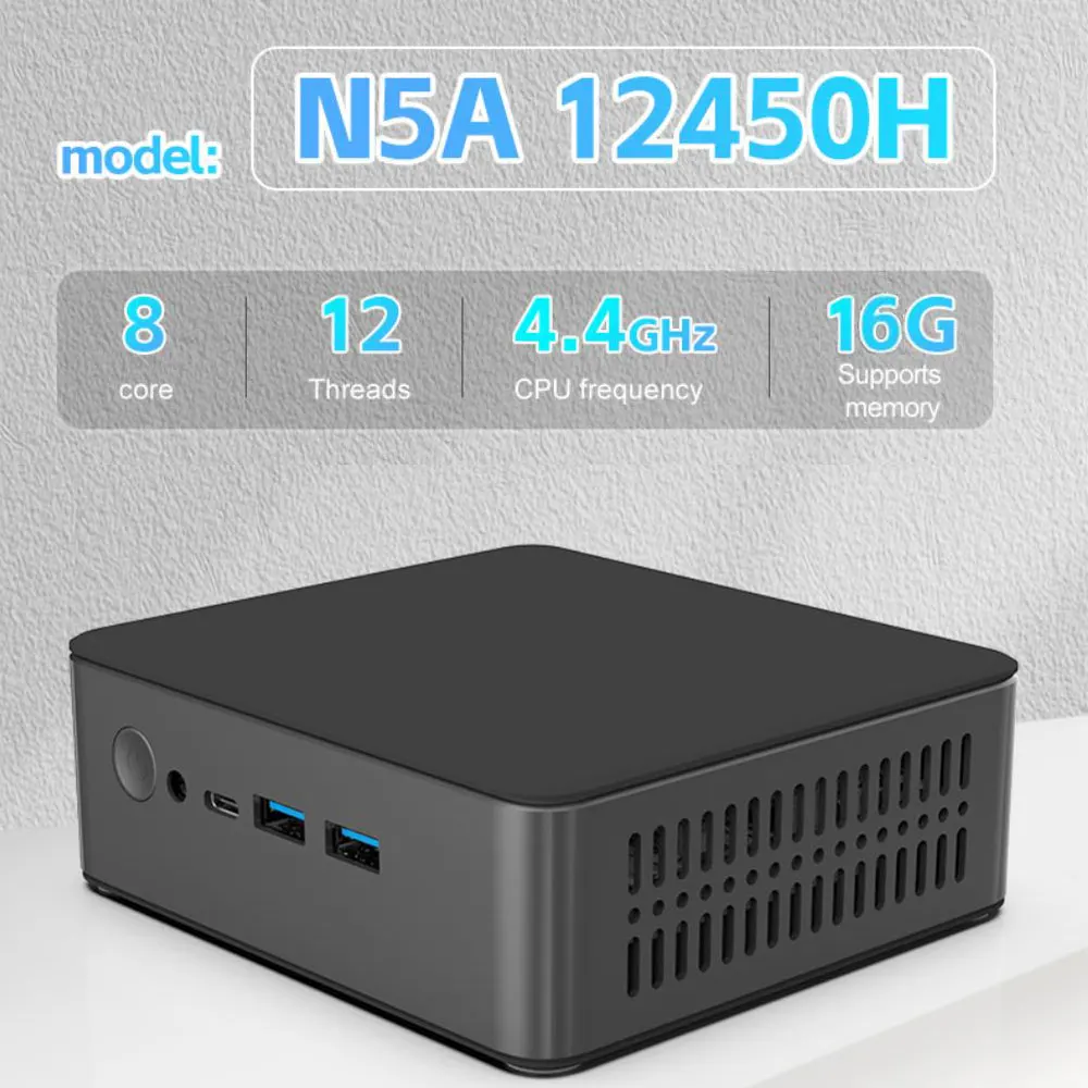 2025 MicroData Mini PC N5A 512G 1TB, Intel i5-12450H CPU a 8 core e 12 fili, DDR5 4800 WIFI5, Win 11 Pro M.2 NVME SSD PC Gamer