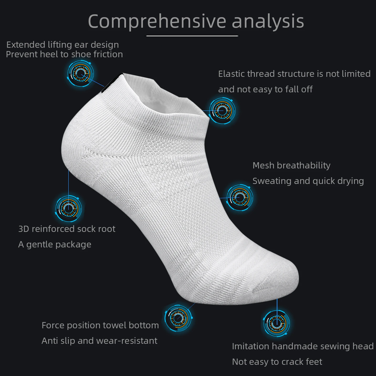3 pares de calcetines de deporte de ciclismo para hombre, calcetines tobilleros de compresión para correr y baloncesto, calcetines antideslizantes blancos y negros para bicicleta de montaña