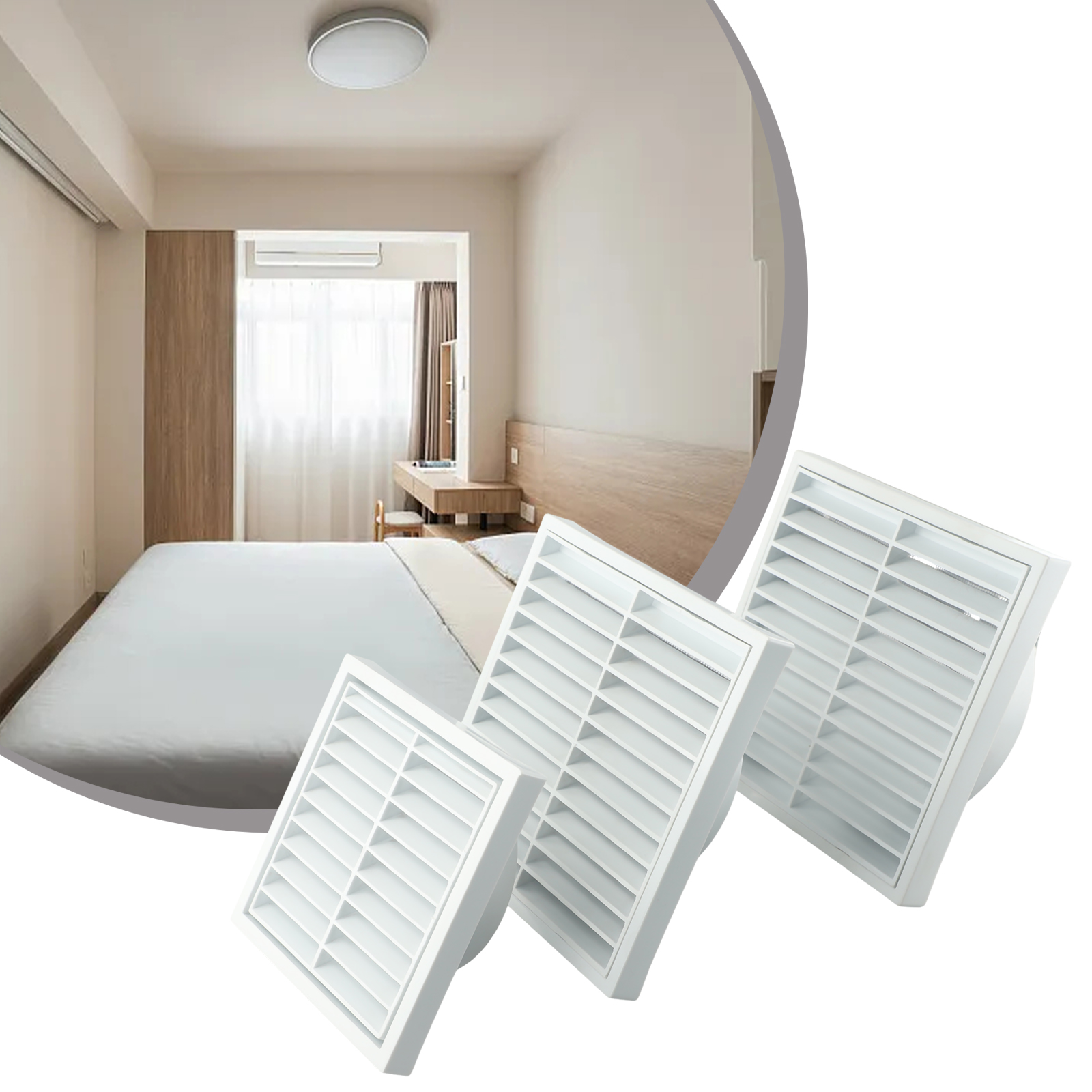 Rejilla de ventilación eficiente Material PP duradero Adecuado para aberturas de pared o techo Protección de vehículos y roedores Blanco