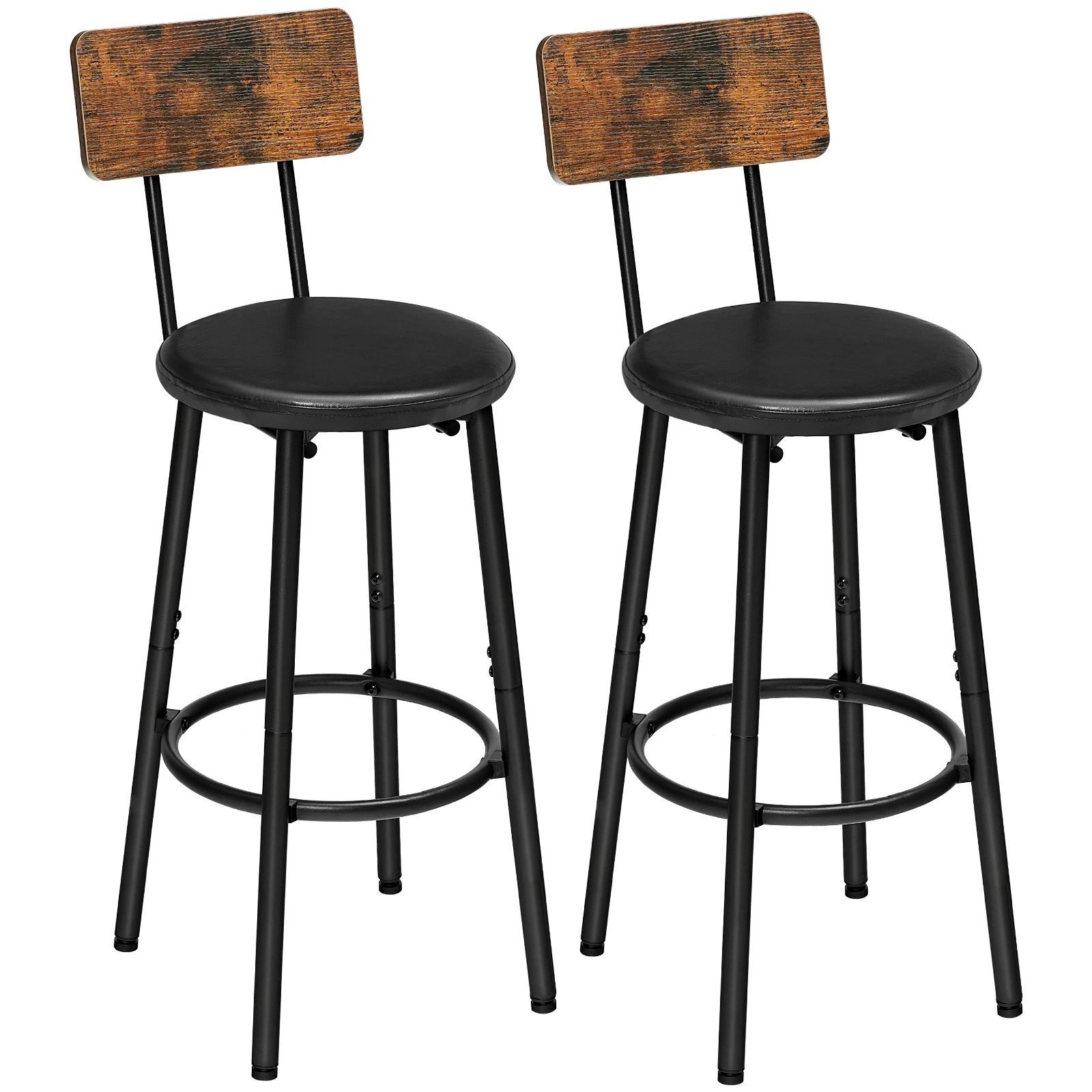 HOOBRO Bar Stools Bar Stools Set of 2 with PU Upholstered Bar Chairs with Footrest and Back  26" Bar Stools for Kitchen Island