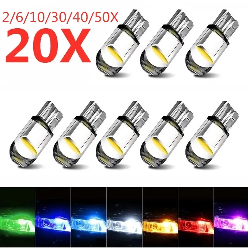 Coche LED T10 W5W Canbus vidrio COB 6000k lectura cúpula lámpara marcador cuña matrícula bombilla 168 194 192 DC 12V blanco azul rojo