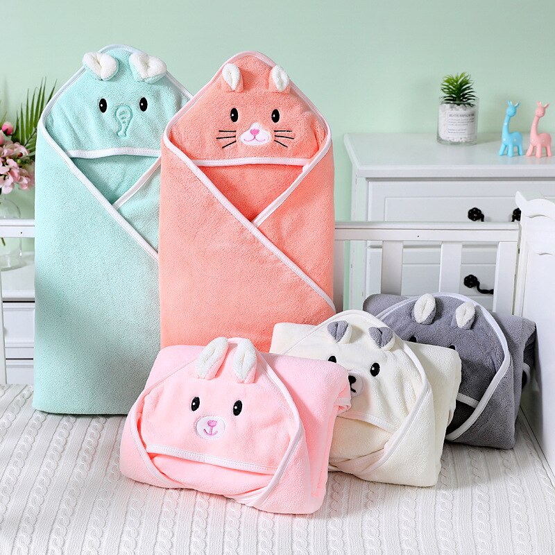 Asciugamano da bagno per bambini Soft Warm Sleeping Swaddle Wrap per ragazza Boy Coral Fleece coperta per neonato Toddler Hooded Baby Stuff accappatoio