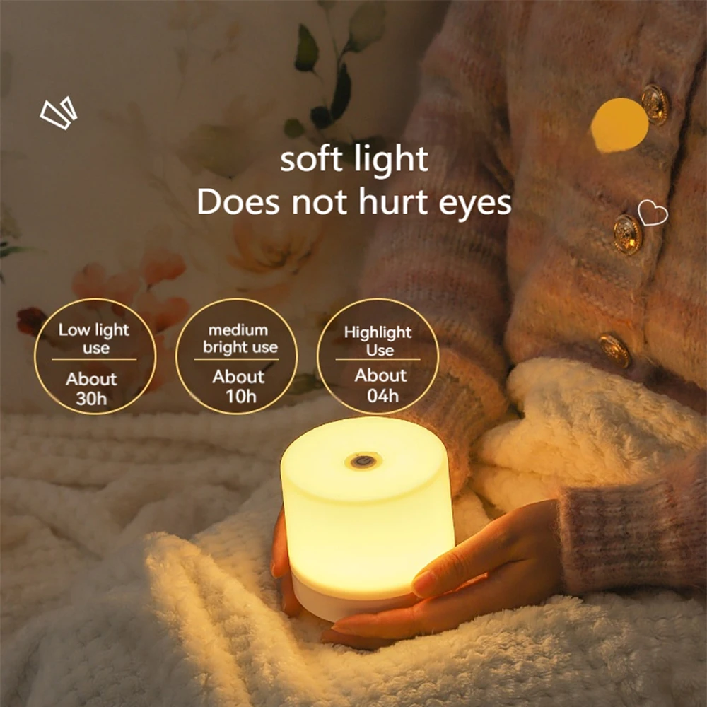 Lámpara de noche USB creativa, lámpara de mesa con atenuación táctil, luz LED nocturna para dormitorio, universidad, lámpara de lectura de libros para estudiantes 2024