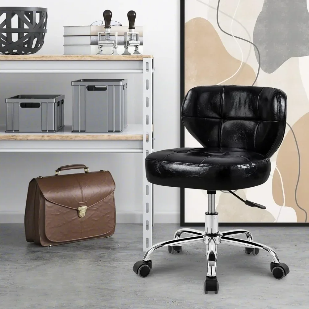 เก้าอี้ทําเล็บเท้าสําหรับ Nail Tech, เก้าอี้สปาร้านทําผมไฮดรอลิกกลับรองรับเก้าอี้หมุนปรับความสูงได้สั้น