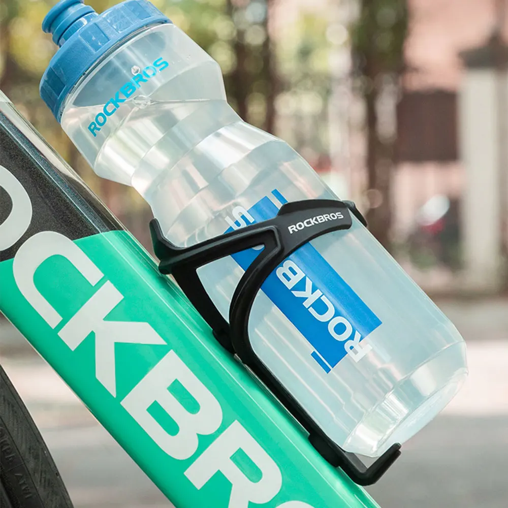 Botella de agua para ciclismo ROCKBROS + soporte para botella de agua, juego de 2 piezas, botella de agua deportiva de 750ml + soporte para botella de agua moldeado integrado