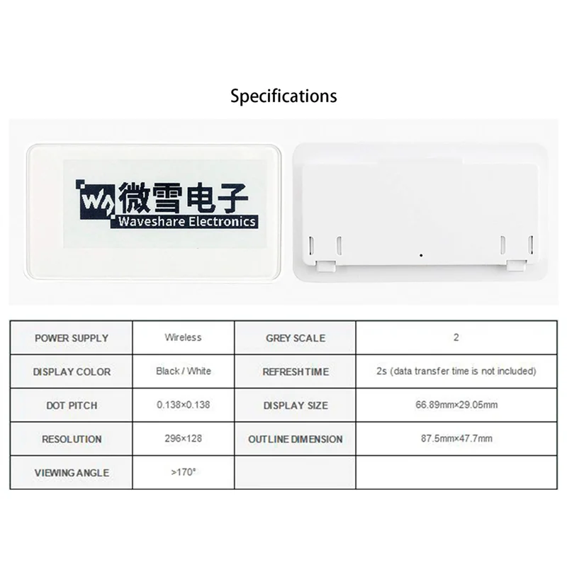 Waveshare 2.9 Inch Wireless NFC-Powered EPaper Eink E Paper E-Ink Display Screen Module for Mobile Android APP, No Battery