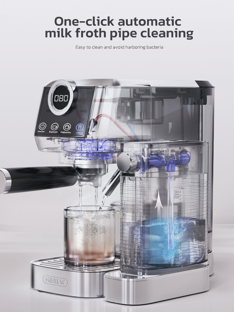 HiBREW-cafetera semiautomática 3 en 1, máquina de café expreso, capuchino, Latte, leche, espuma, café molido, acero inoxidable, H13A