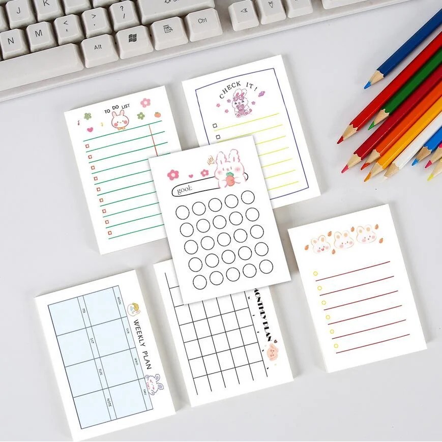 Bloc-Notes pour liste de choses à faire, 50 feuilles, papeterie scolaire mignonne, bloc-Notes Portable, fournitures de bureau, carnet de fruits, carnet de messages