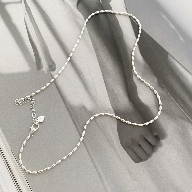 S925 Sterling Silber Halskette Einfache Perlen Halsband Glänzende Zarte Schlüsselbein Kette Für Mädchen Hochzeit Geschenk Edlen Schmuck Großhandel