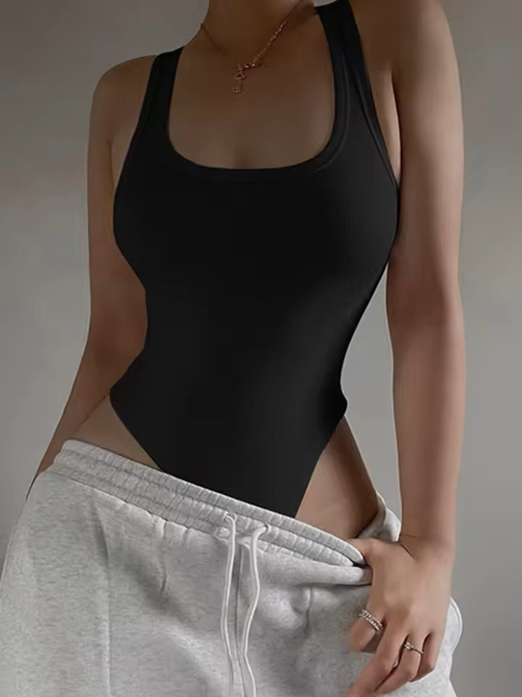 Bodysuit de malha sem mangas verão quente sexy bodycon fora do ombro halter topos casual corpete de rua para mulher clubwear