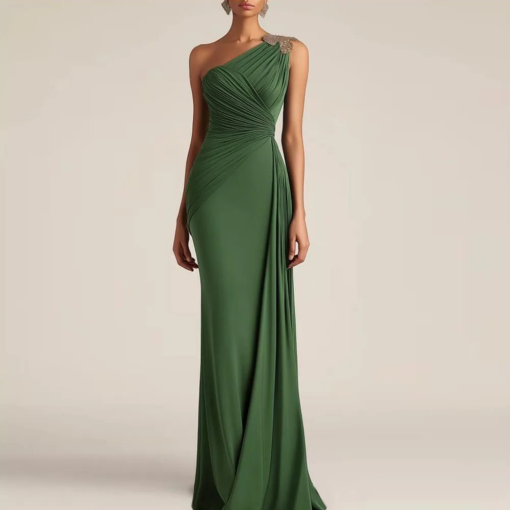 Personalizado elegante branco sereia vestidos de noite plissado fora do ombro vestido formal cintura franzida trompete conhecer gala vestidos