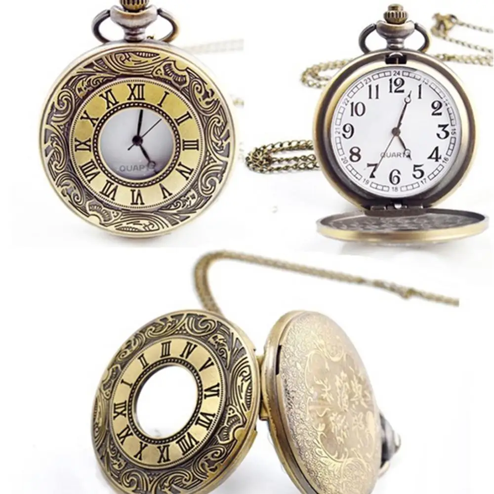 Vintage Hollow Dial Steampunk ควอตซ์นาฬิกาพ็อกเก็ตนาฬิกาจี้ของขวัญรอบ Dial คู่ควอตซ์นาฬิกาสําหรับผู้ชายผู้หญิง