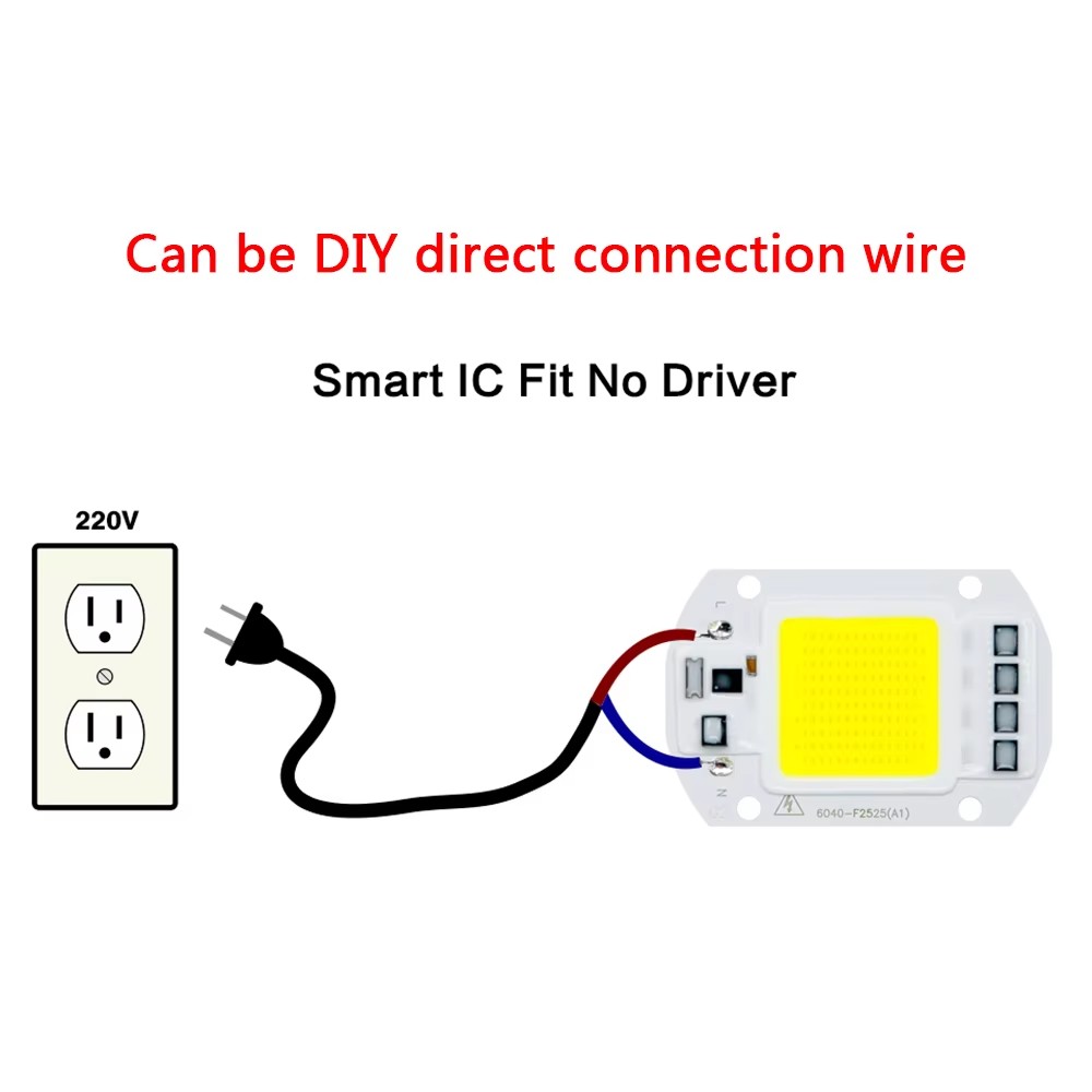 Chip lampada a Led Cob 10W 20W 30W 50W 220V Smart Ic Non è necessario driver 3W 5W 7W 9W Lampada a lampadina a Led per faretto luce di inondazione Illuminazione fai da te