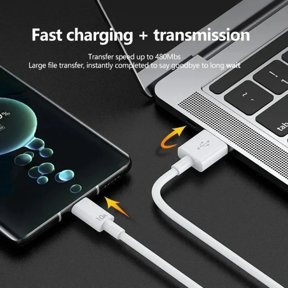 Xiaomi 2PCS Quick Charging Cable 120W 10A Universal Fast Charger PD Dual USB A To Type C High-speed Data Transfer Wire Cord