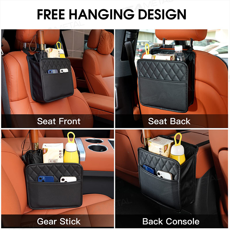 BLALION Multifunctional Car Seat Storage Bag Leather Storage Bag Garbage Bag Hanging Storage Bag Suitable For Most Car Models