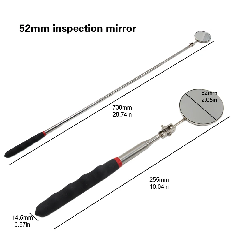 50mm Detection folding mirror 360° rotating reflector universal auto repair tool accessory telescopic bottom inspection mirror