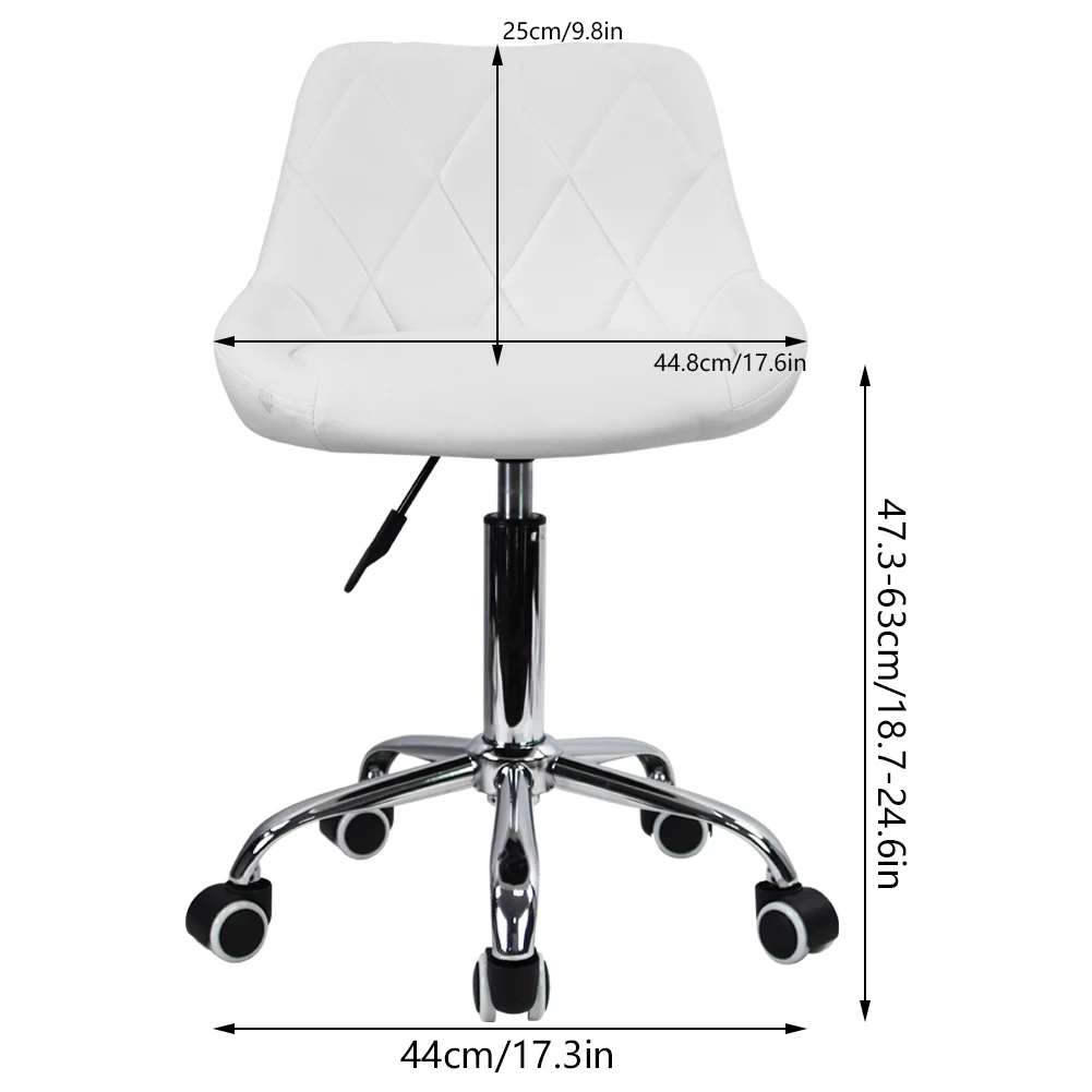 KKTONER Mid Back PU Leather Height Adjustable Swivel Modern Task Chair Computer Office Home Vanity Chair with Wheels White