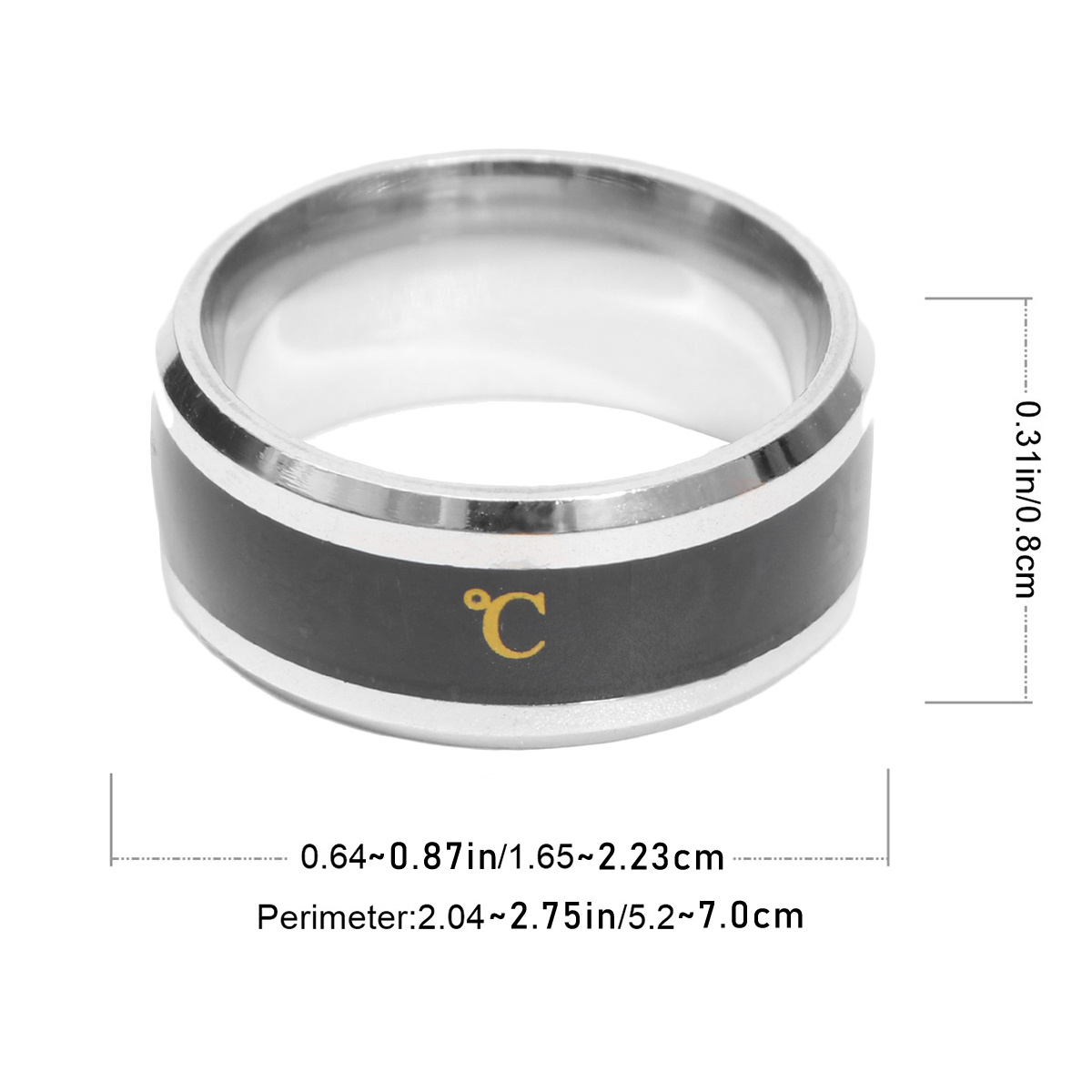 Stilvoller Wärmeverfärbungsring, 8 mm Metall-Fingerring, einzigartiges bedrucktes Design, Geburtstagsgeschenk, kein Geburtstagsgeschenk