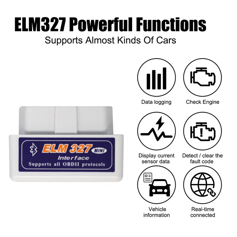 2025 Mini ELM327 V1.5/V2.1 Bluetooth OBD2 Scanner Code Reader Auto Diagnostische Hulpmiddelen Controleer Motor Fout Detector 16 PIN Adapter