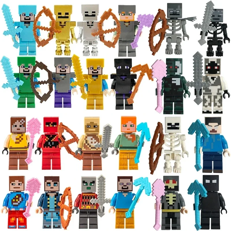 17 стилей, набор строительных блоков Minecrafte, серия I/Wi, набор из 8 шт., MC, не повторяющиеся, собранная игрушка «сделай сам», подарок на день рождения, фигурка