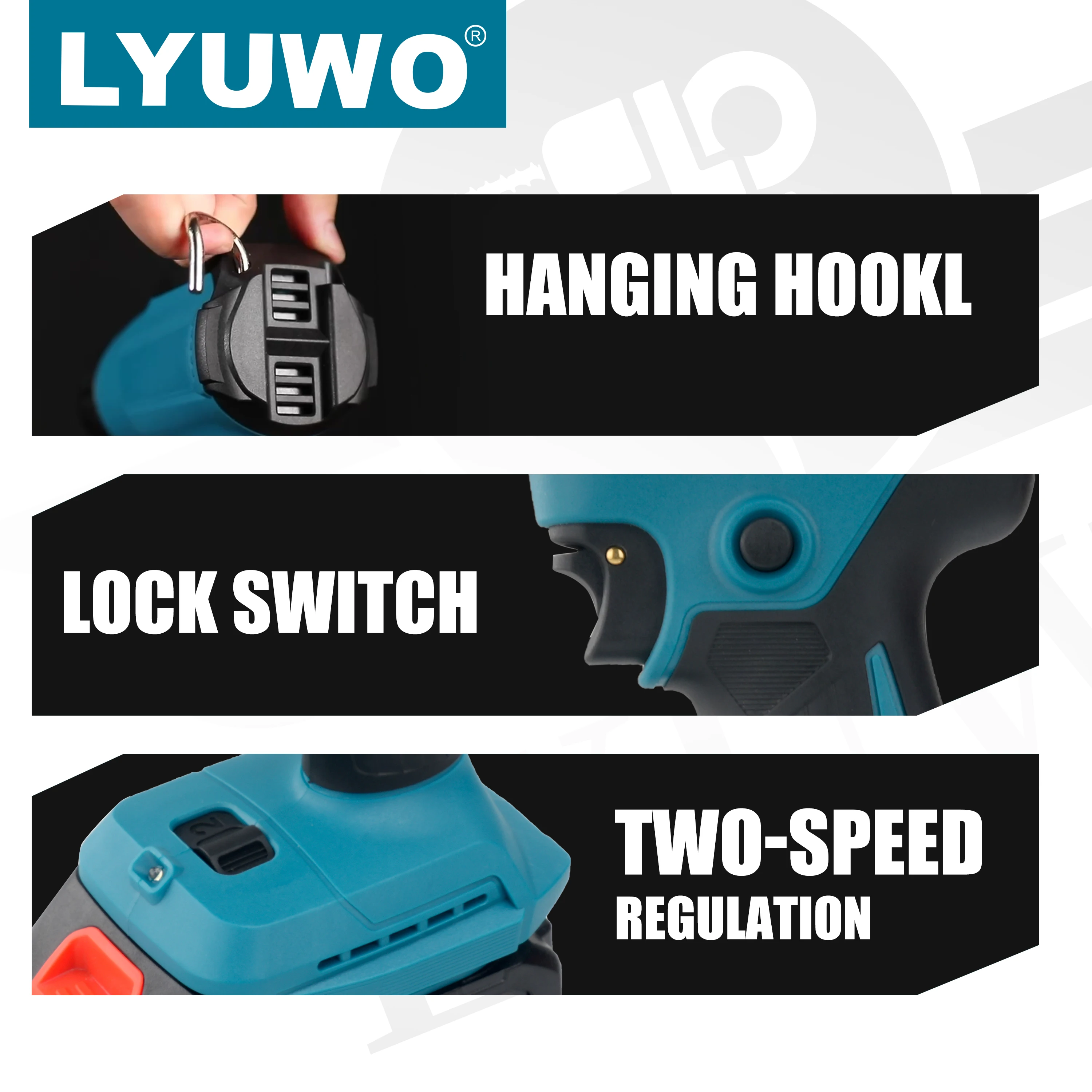 LYUWO 18V Heat Gun Shrink Wrapping Tool Hot Air Gun Air Dryer Soldering Thermal Blower with LED display, Tool only, No battery
