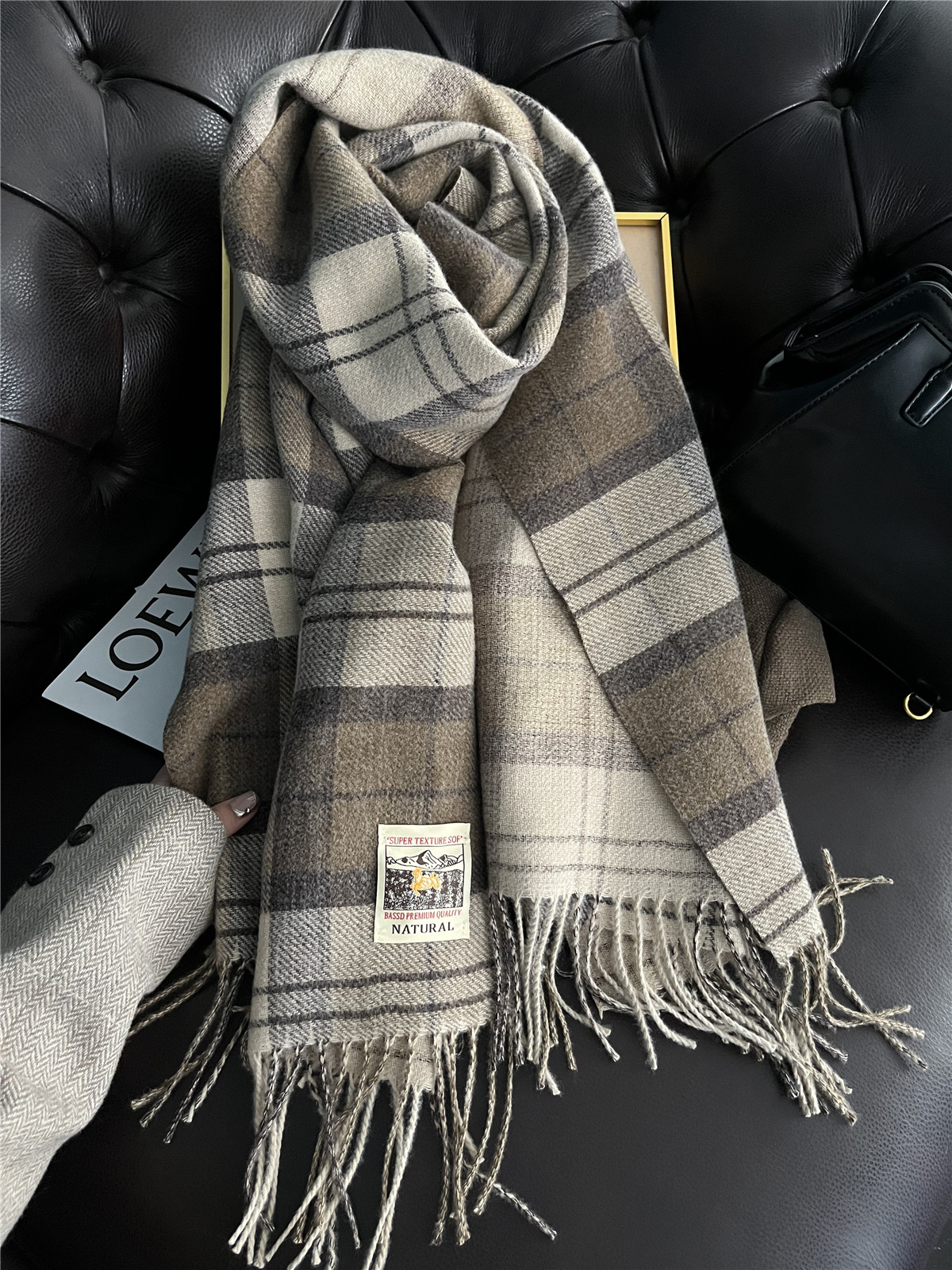 Bufanda De Punto Con Borlas Estilo Coreano Para Mujer Diseño De Cuadros De Alta Calidad Gruesa Y Caliente Para Otoño E Invierno