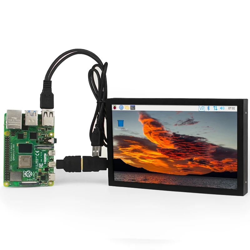 7 Inch Portable Monitor 1024x600 IPS LCD HDMI-compatible VGA AV Input DC Type C Power  Screen for PC Laptop Camera TV Box DVD