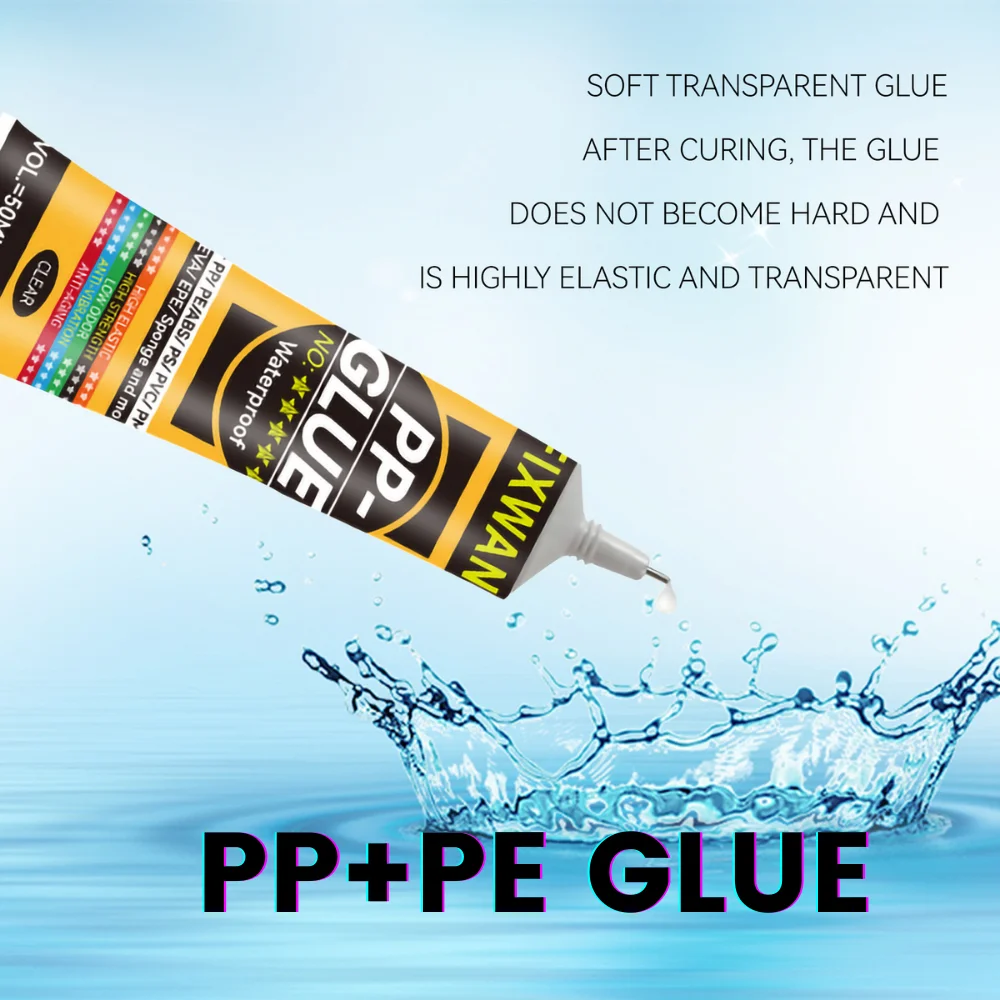 50ML FIXWANT Colla in polipropilene PP PE EVA POM PU Plastica Pelle Colla morbida impermeabile Adesivo in PVC forte