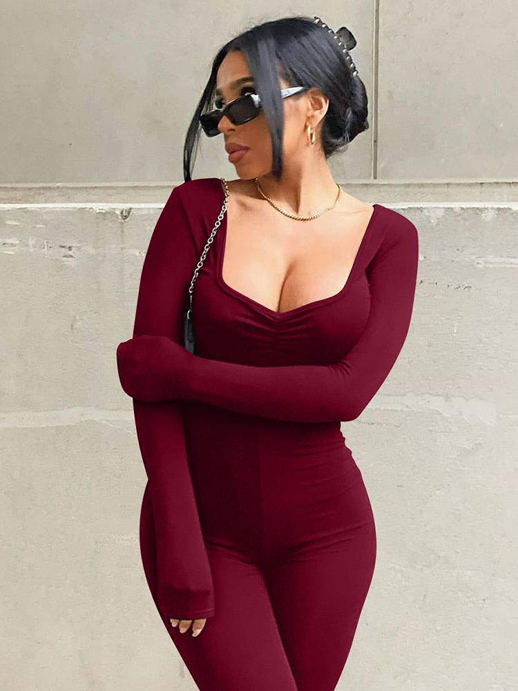 Dames Yoga Naadloze Jumpsuits Eendelige Workout Outfits Geribbelde Rompertjes Met Lange Mouwen Sport Ademende Mode Sportkleding