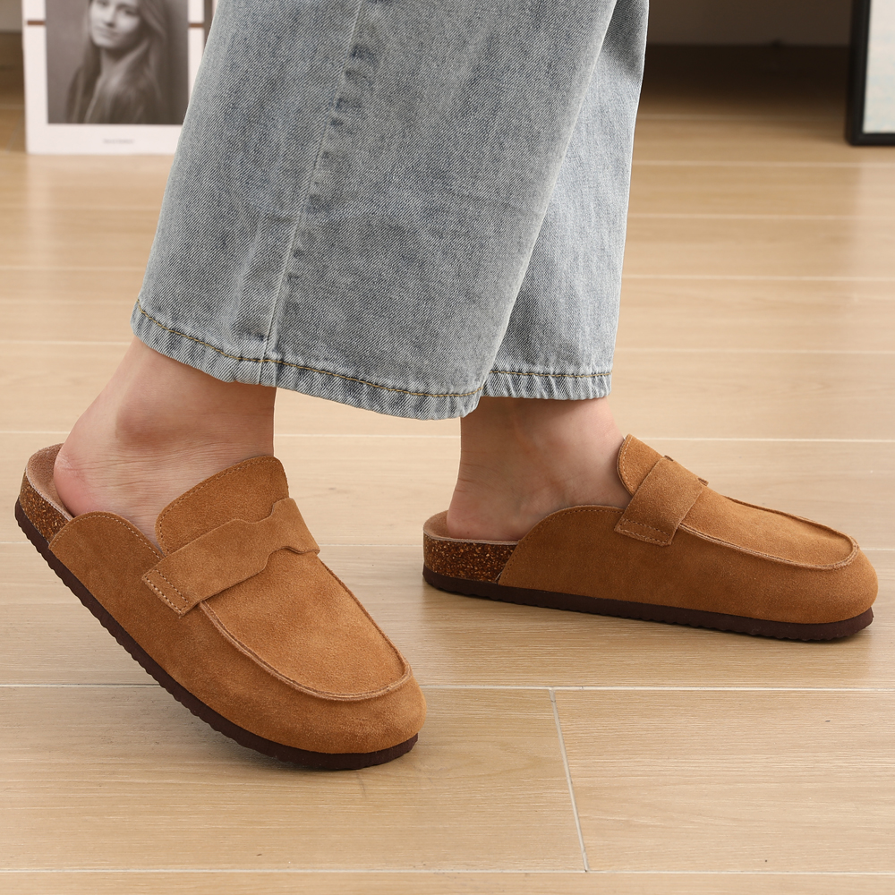 Litfun Nieuwe Vrouwen Klompen Voor Vrouwen Mode Kurk Suede Muilezels Slipper Klassieke Kurk Antislip Voor Outdoor Slippers Met Steunzool