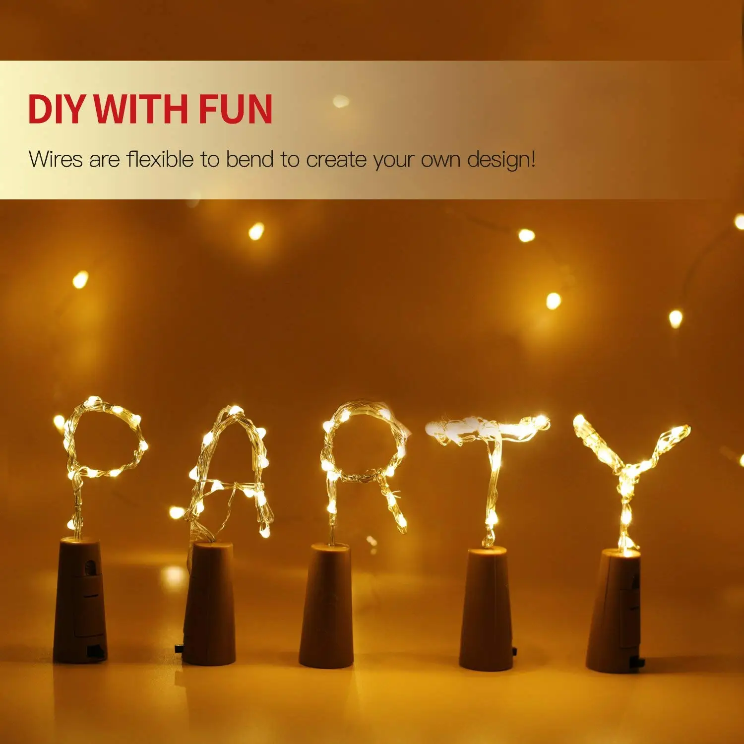 10 ชิ้น LED ขวดไวน์ Cork String Lights Garland ขวดไวน์ไฟ Fairy วันหยุดคริสต์มาสตกแต่งทองแดงสายไฟ String