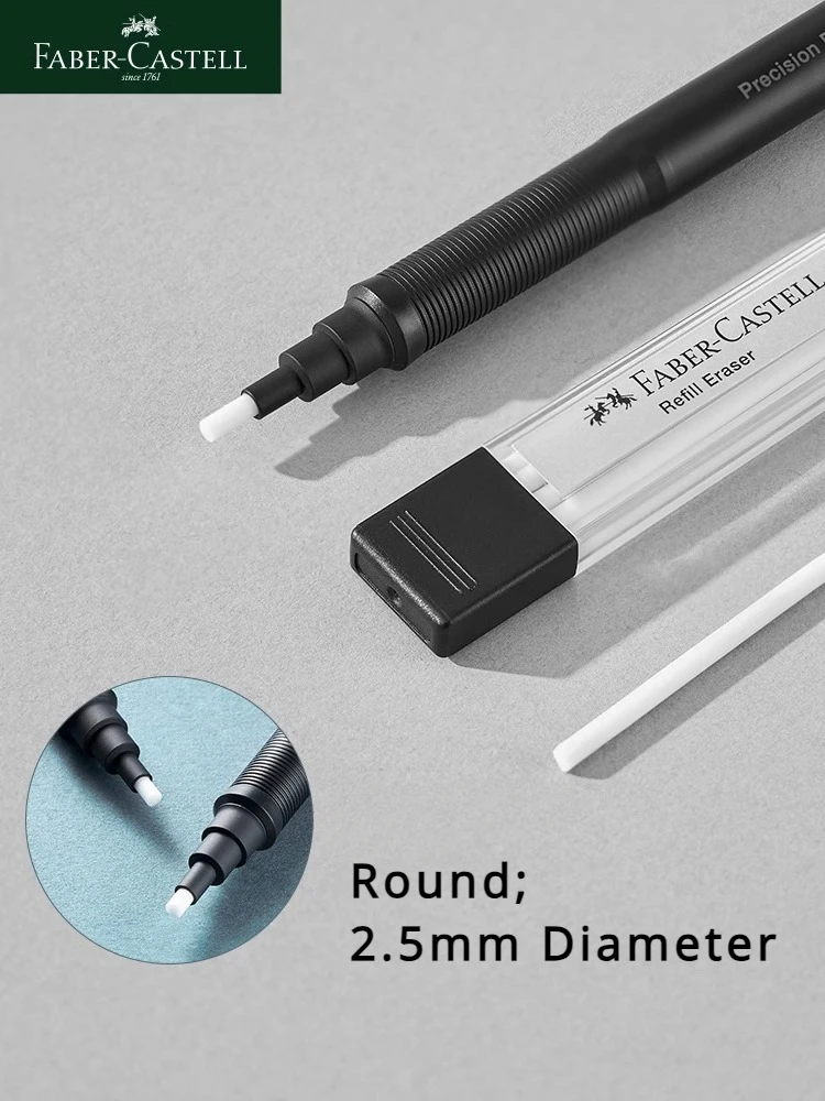 Borrador de lápiz de punta de precisión Faber-Castell, borrador de lápiz retráctil redondo recargable de 2,5mm, dibujo profesional, frotar