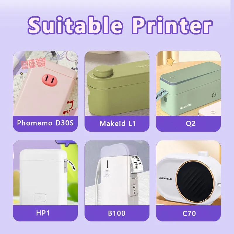 3 Rolls Continuous Color Waterproof Thermal Synthetic Label Stationery Sticker Printable Label for Marklife P12，Phomemo D35