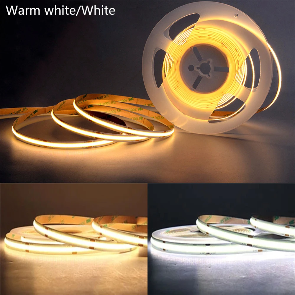 Strisce luminose a LED COB USB 5V con dimmer a 3 tasti Nastro a diodi flessibile Bianco caldo per la luce dell'armadio con retroilluminazione dello specchio TV della stanza