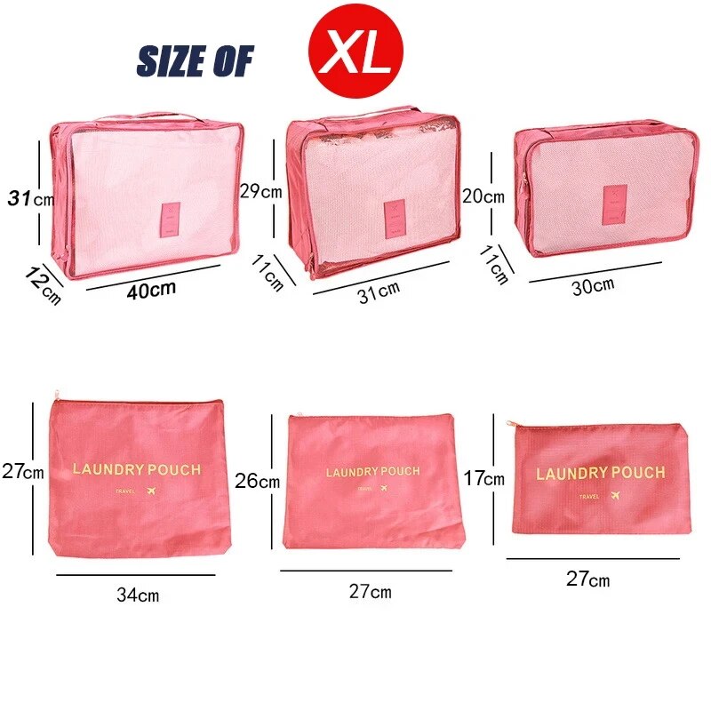 6PCS Large Size Travel Organizer Portable Suitcase Organizer Clothes Shoes Makeup Bag Luggage Organizer Travel Storage Bag