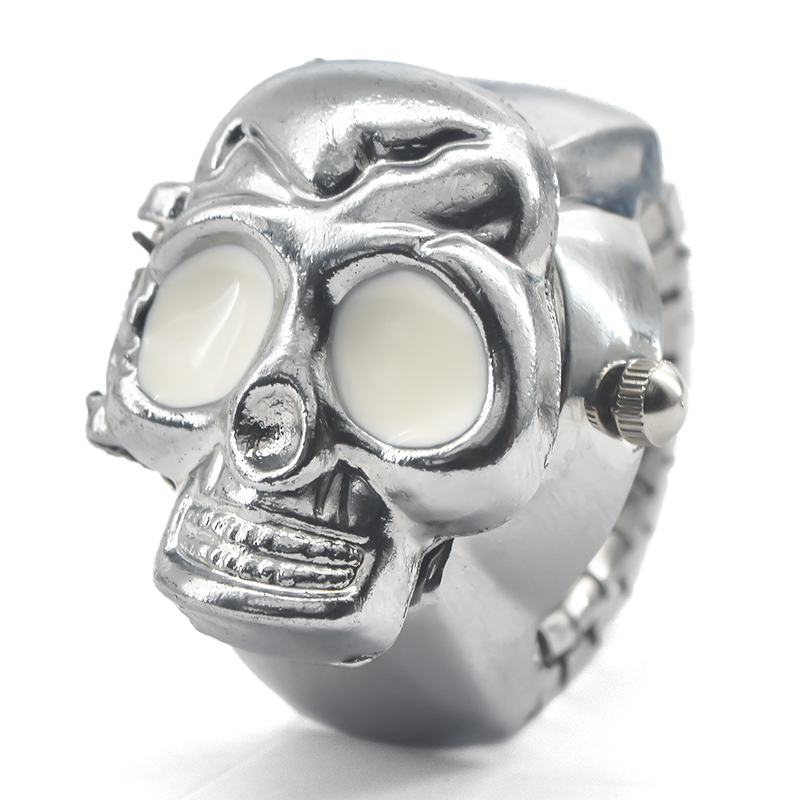 Crânio criativo venda personalidade anel de quartzo relógio liga circular dial unisex presente natal relógio divertido