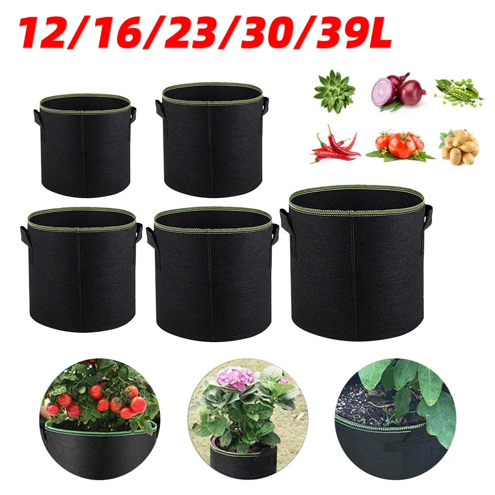 3 ชิ้นผัก/ดอกไม้/พืชกระเป๋า 1 แกลลอนหนาไม่ทอ Grow กระเป๋า Aeration ผ้าหม้อจับ