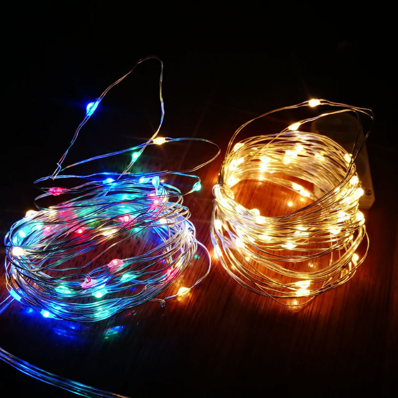 1m-30m LED String Light 8 Colors Fairy Lights LED Copper Wire Battery Powered for Wedding Party Christmas Decor Holiday Garland