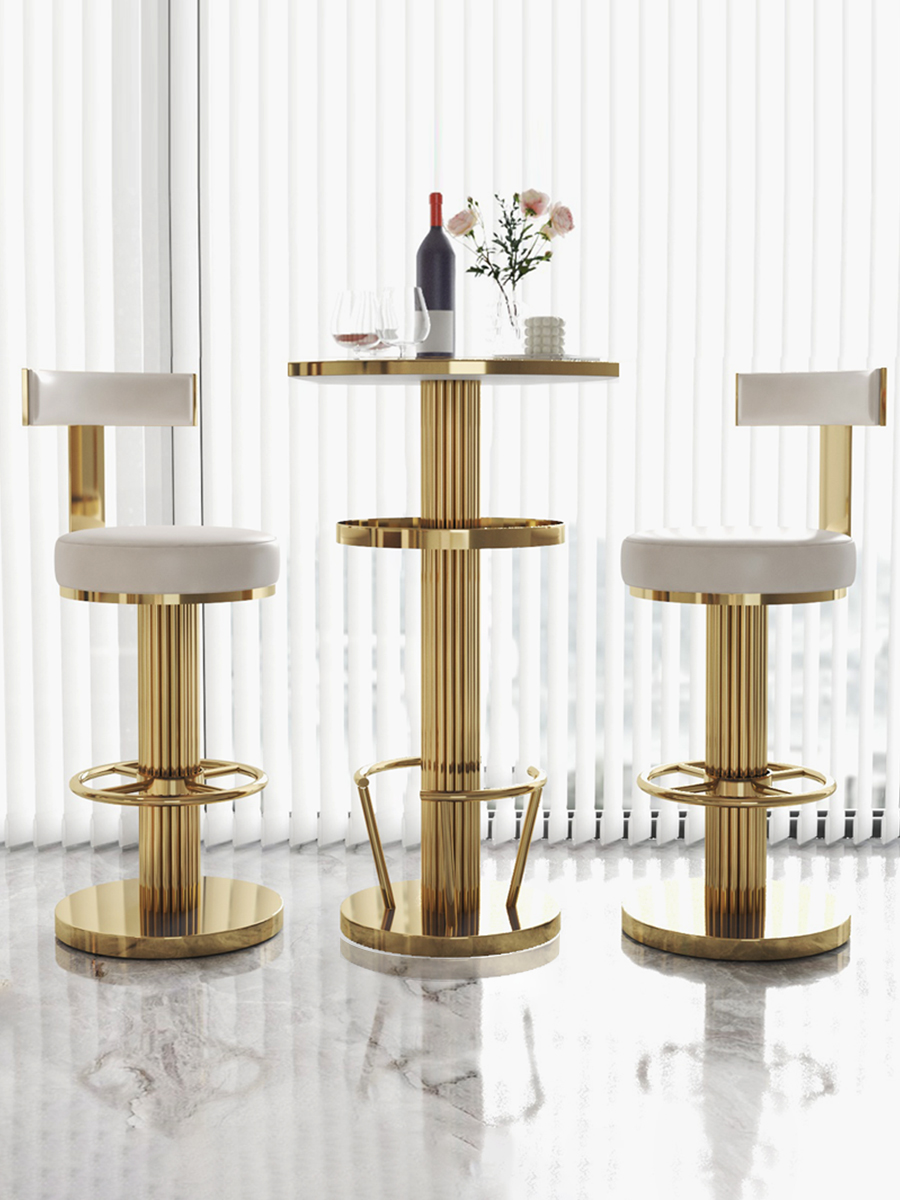 Mesa alta redonda, mesa de Bar para balcón, luz para el hogar, silla de Bar pequeña de ocio Premium de lujo, mesa de centro, Bar