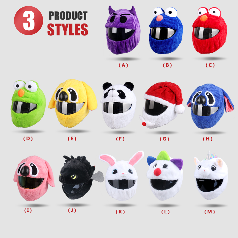 Funda protectora para casco de motocicleta, conjunto de felpa de dibujos animados para motocicleta, funda protectora de cara completa, conejito de seguridad para motocicleta