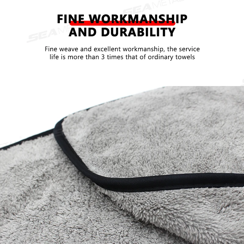 SEAMETAL 120x50cm Asciugamano per lavaggio auto in microfibra Asciugamani per pulizia auto ultra morbidi Panno per asciugatura altamente assorbente per la cura dei dettagli dell'auto