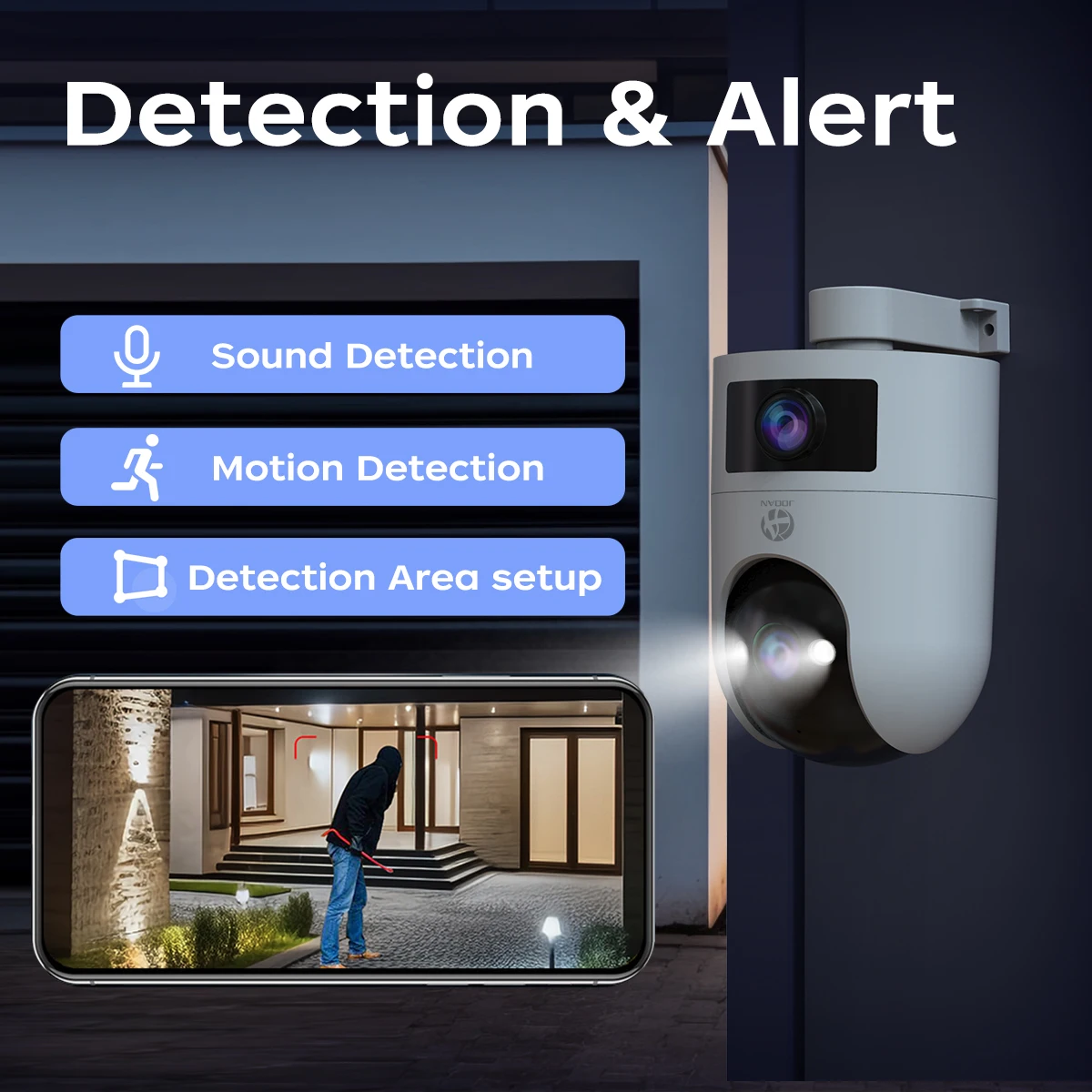 JOOAN 4K 야외 WiFi 감시 카메라 듀얼 렌즈 외부 5G Wifi IP 카메라 자동 추적 보안 PTZ 캠 CCTV 오디오 비디오